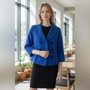 Classic Double-Breasted Blue Women's Jacket
